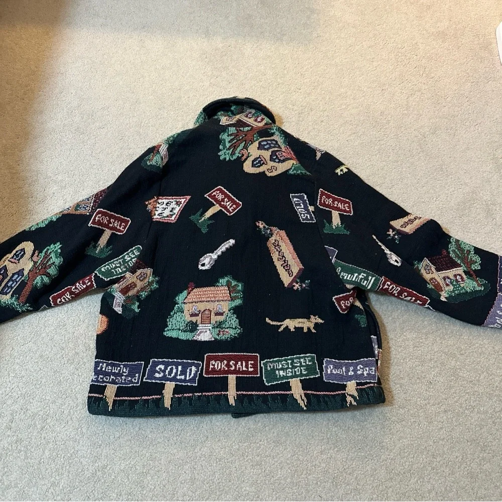 Vintage Women's Tapestry Jacket with Real Estate Theme